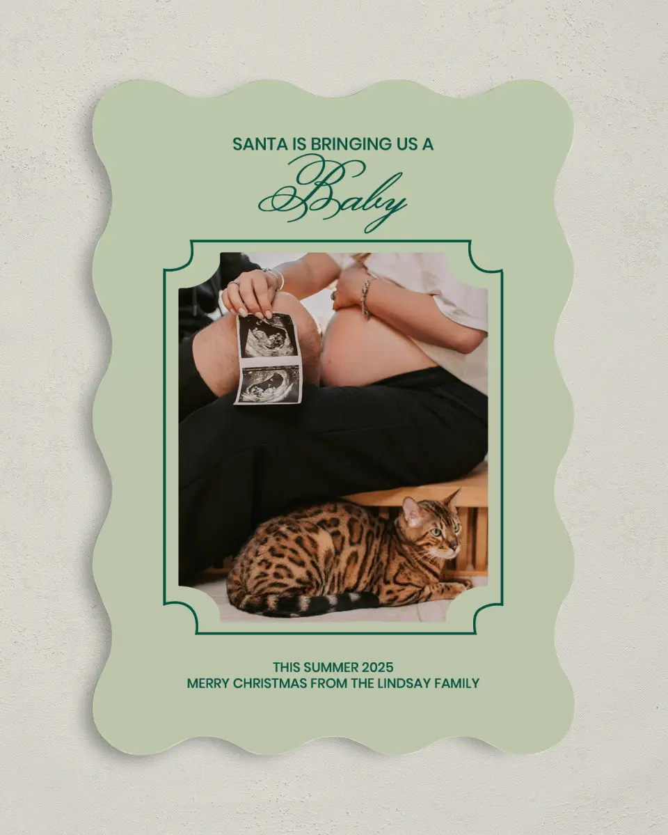 This is a 5" x 7" Christmas Card called Snuggles & Snowflakes printed in full color on Premium Smooth paper