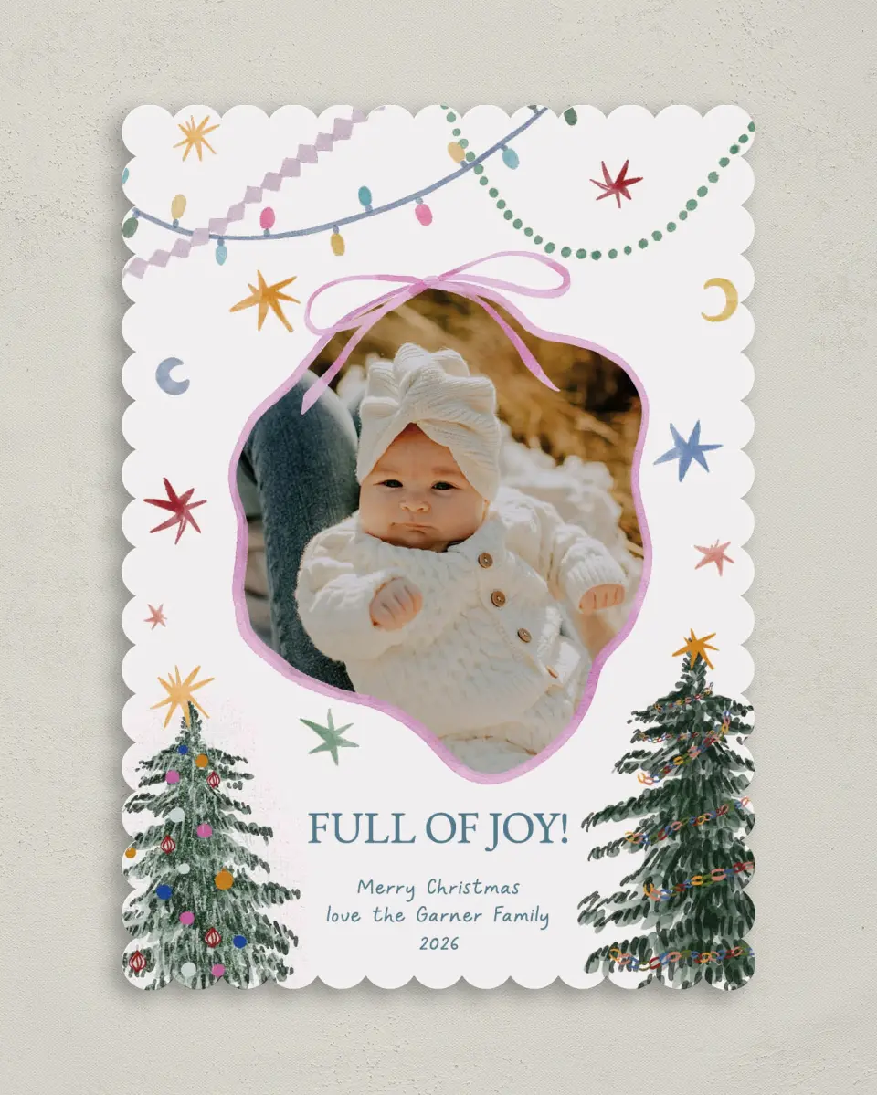 This is a 5" x 7" Christmas Card called Joy Filled Christmas printed in full color on Premium Smooth paper on Premium Smooth paper on Premium Smooth paper