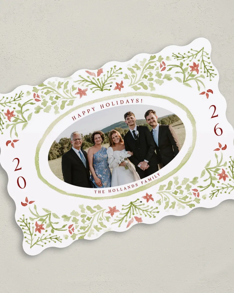 This is a 5" x 7" Christmas Card called Festive Frame printed in full color on Premium Smooth paper