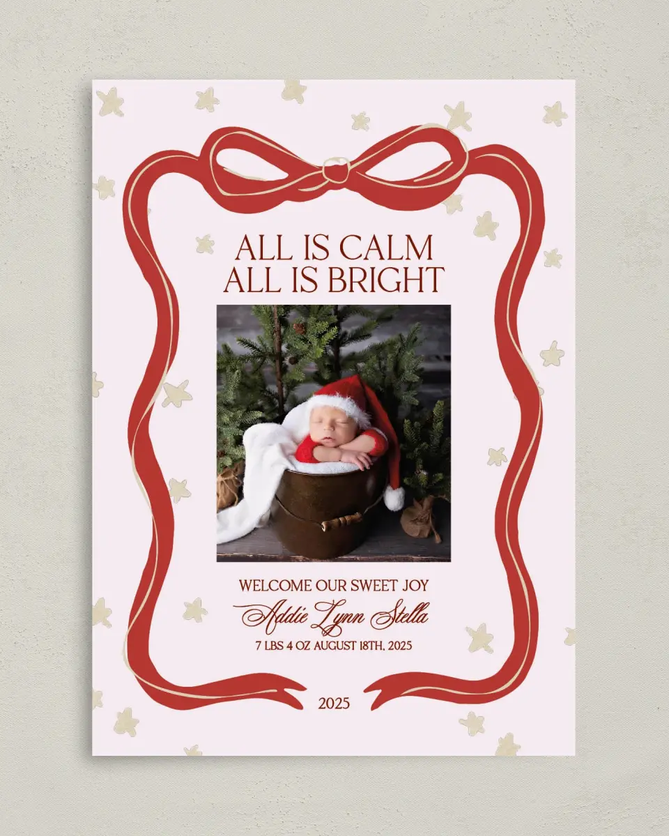 This is a 5" x 7" Christmas Card called All is Bright printed in full color on Premium Smooth paper