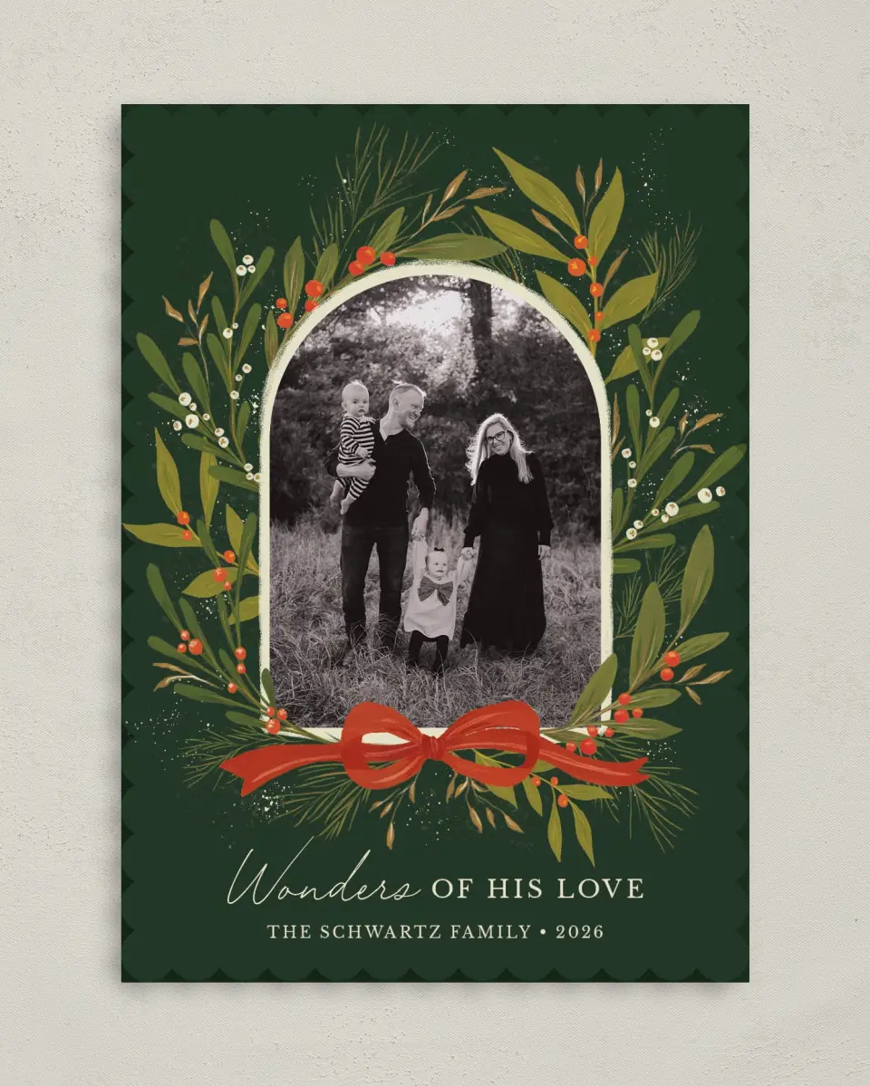 This is a 5" x 7" Christmas Card called Winterberry Wishes printed in full color on Premium Smooth paper on Premium Smooth paper on Premium Smooth paper