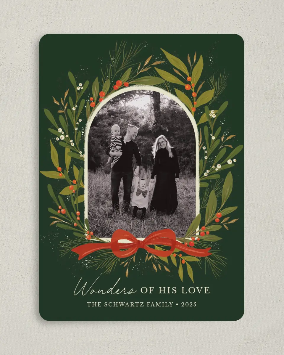This is a 5" x 7" Christmas Card called Winterberry Wishes printed in full color on Premium Smooth paper