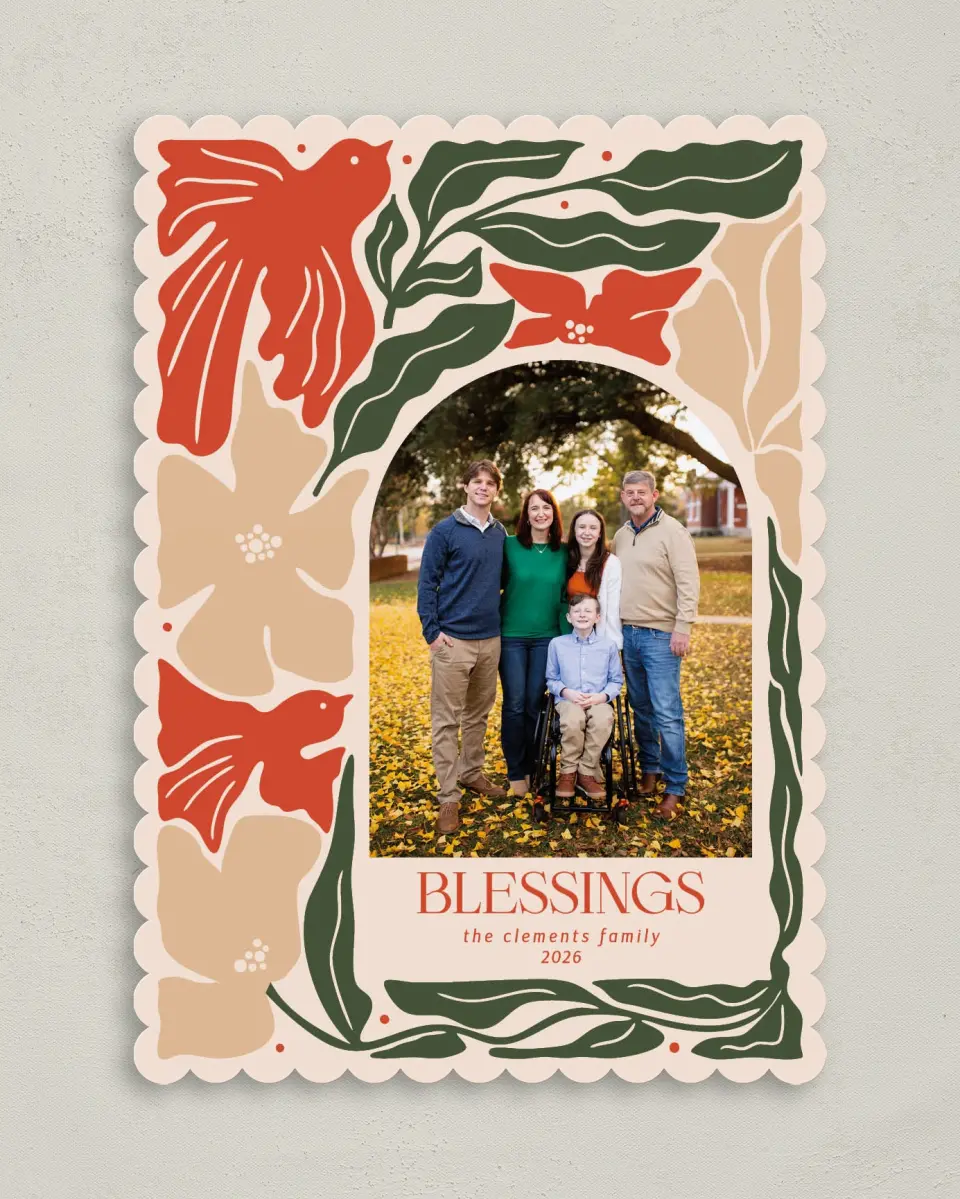 This is a 5" x 7" Christmas Card called Blessings Abound printed in full color on Premium Smooth paper on Premium Smooth paper on Premium Smooth paper