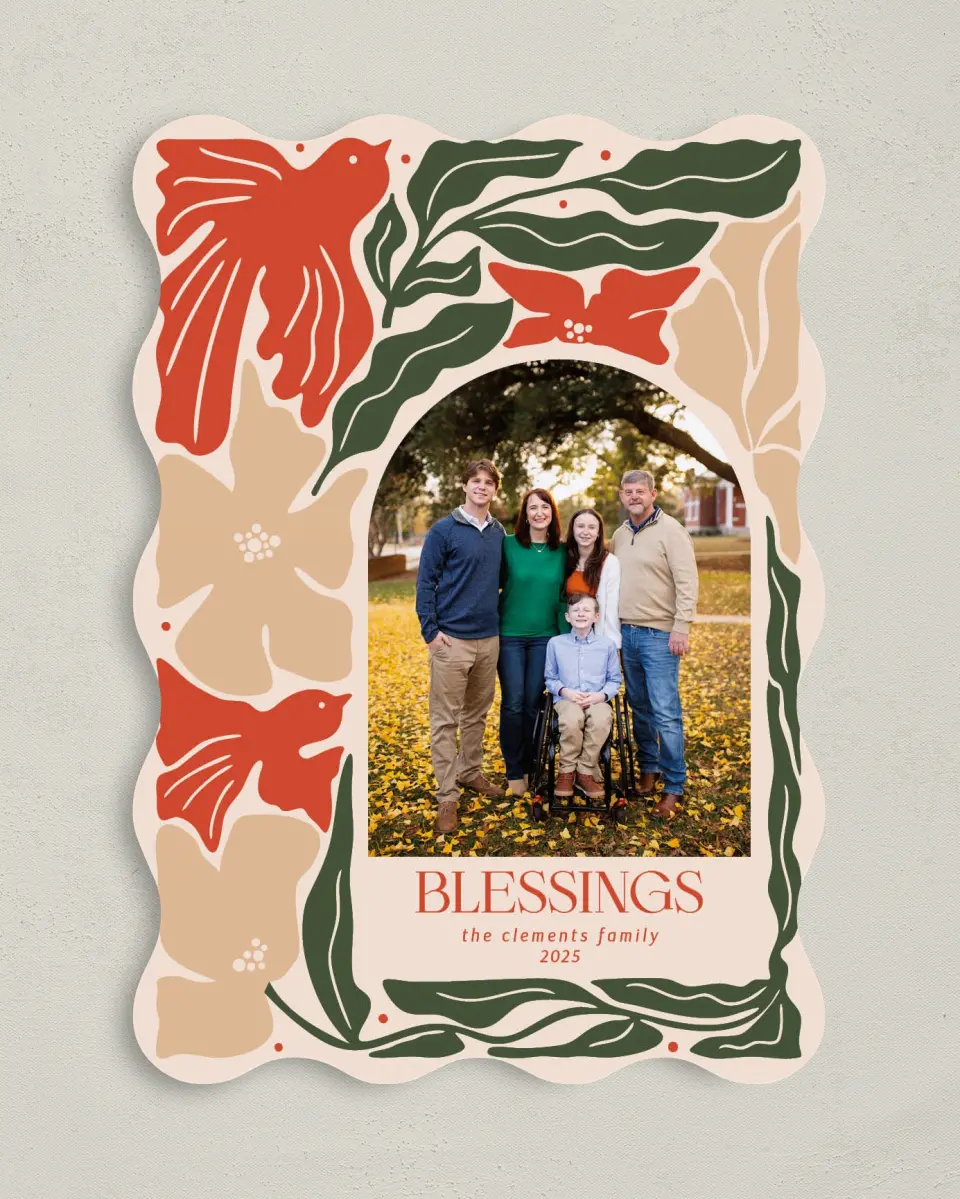 This is a 5" x 7" Christmas Card called Blessings Abound printed in full color on Premium Smooth paper
