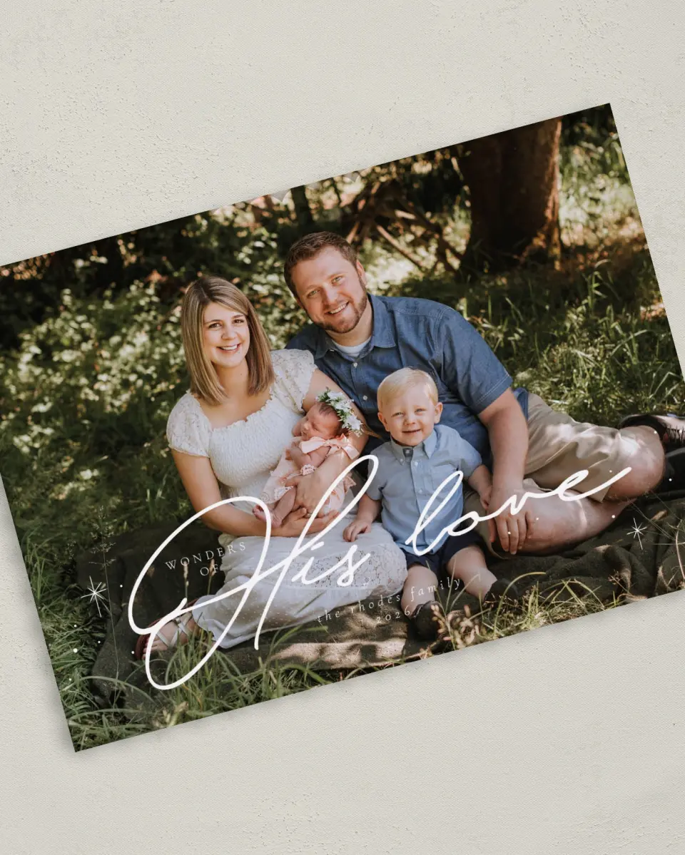 This is a 5" x 7" Christmas Card called Radiant Wonder printed in full color on Premium Smooth paper on Premium Smooth paper on Premium Smooth paper