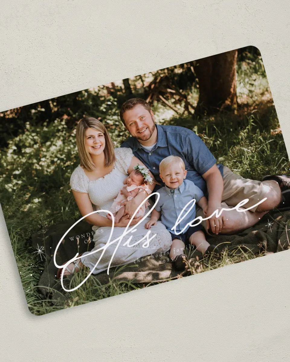 This is a 5" x 7" Christmas Card called Radiant Wonder printed in full color on Premium Smooth paper