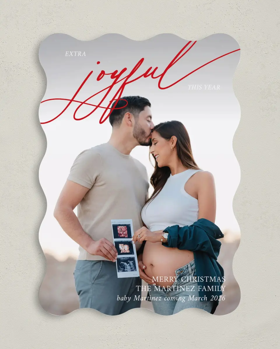 This is a 5" x 7" Christmas Card called Extra Joyful printed in full color on Premium Smooth paper