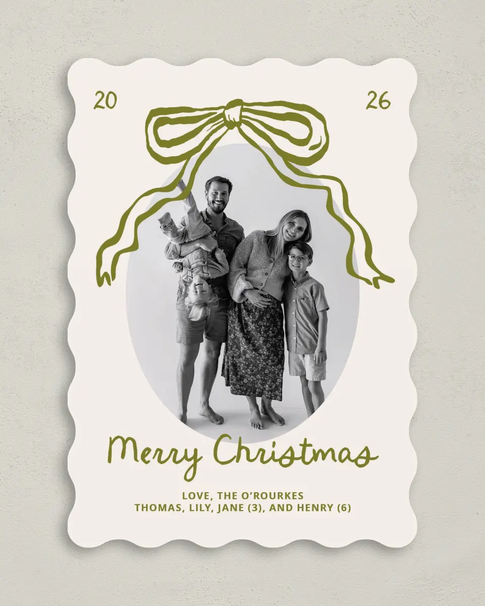 This is a 5" x 7" Christmas Card called Wrapped in Joy printed in full color on Premium Smooth paper