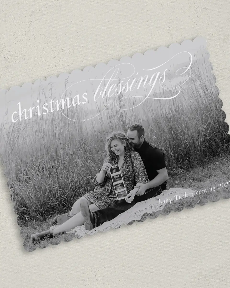 This is a 5" x 7" Christmas Card called Our Christmas Blessing printed in full color on Premium Smooth paper on Premium Smooth paper on Premium Smooth paper
