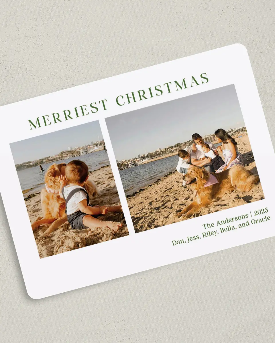This is a 5" x 7" Christmas Card called Glad Tidings printed in full color on Premium Smooth paper