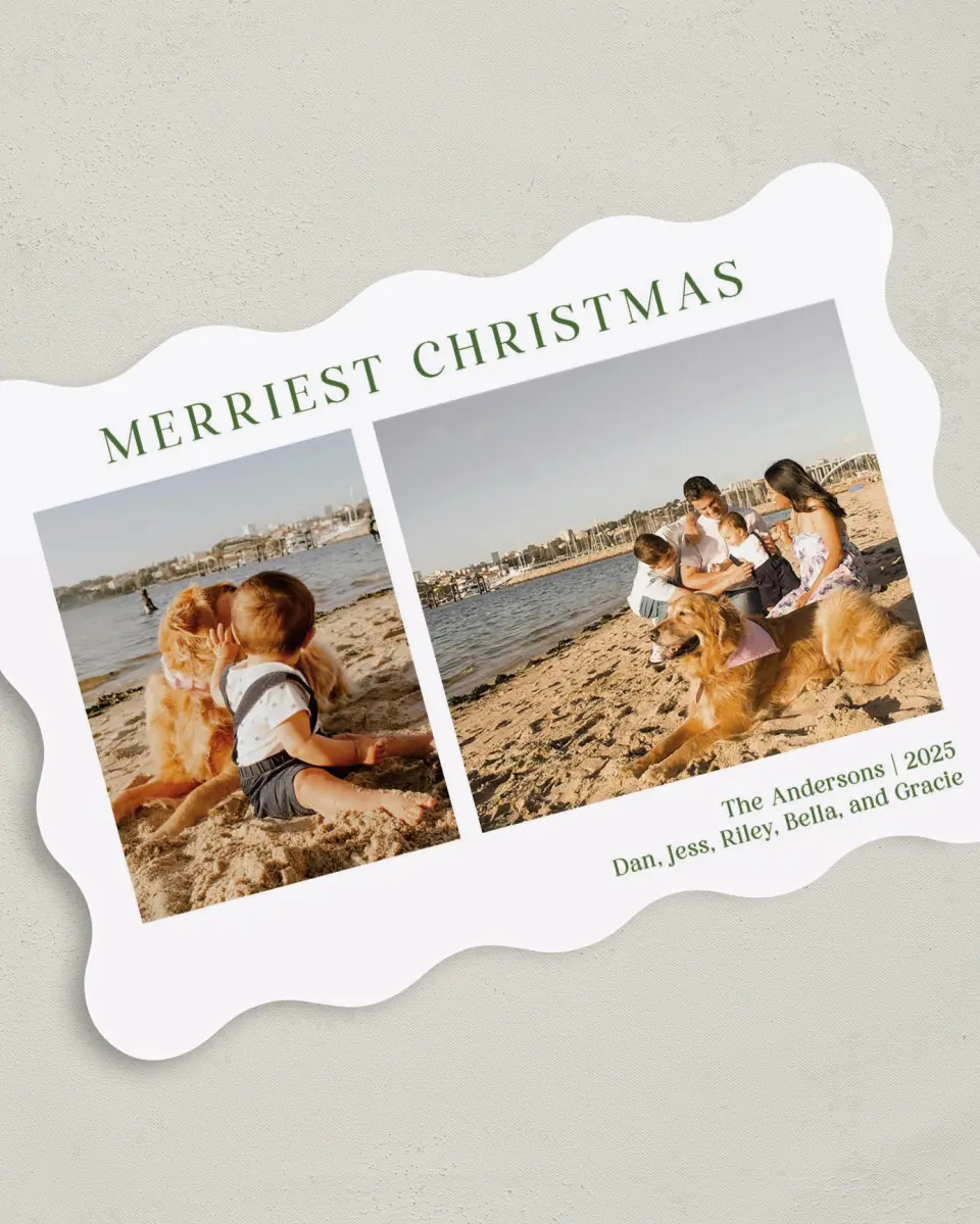 This is a 5" x 7" Christmas Card called Glad Tidings printed in full color on Premium Smooth paper