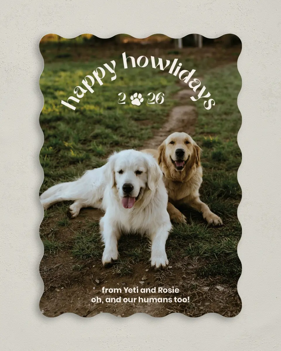 This is a 5" x 7" Christmas Card called Happy Howlidays printed in full color on Premium Smooth paper