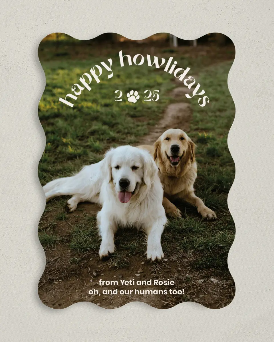 This is a 5" x 7" Christmas Card called Happy Howlidays printed in full color on Premium Smooth paper