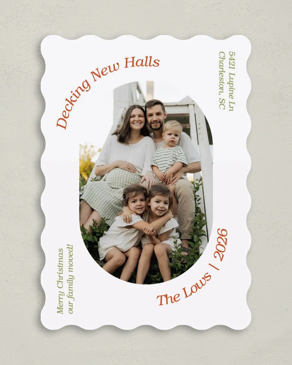 This is a 5" x 7" Christmas Card called Deck New Halls printed in full color on Premium Smooth paper