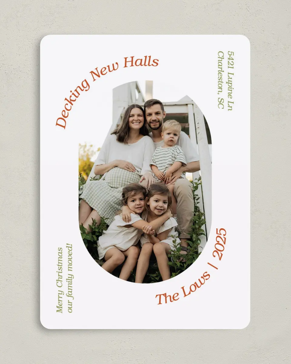 This is a 5" x 7" Christmas Card called Deck New Halls printed in full color on Premium Smooth paper
