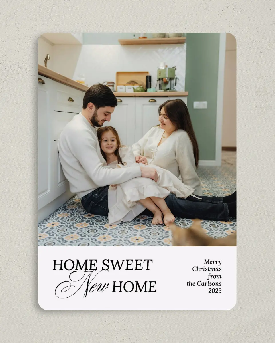 This is a 5" x 7" Christmas Card called Home Sweet Holiday printed in full color on Premium Smooth paper