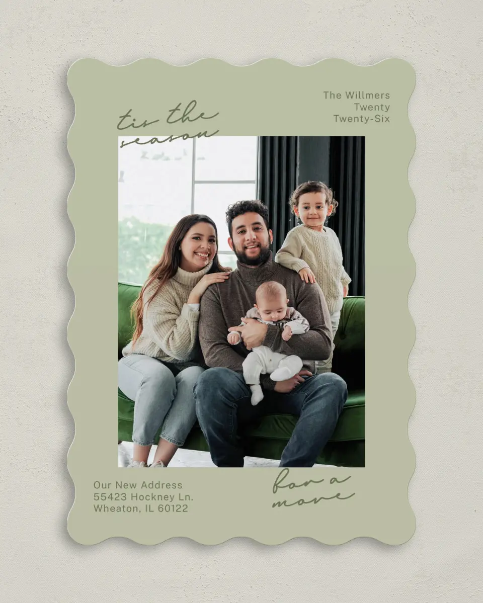 This is a 5" x 7" Christmas Card called Season to Move printed in full color on Premium Smooth paper
