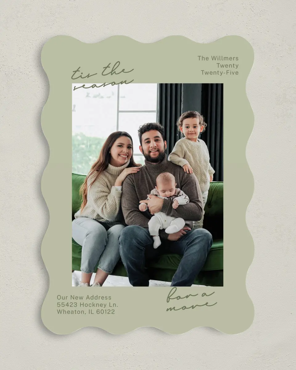This is a 5" x 7" Christmas Card called Season to Move printed in full color on Premium Smooth paper