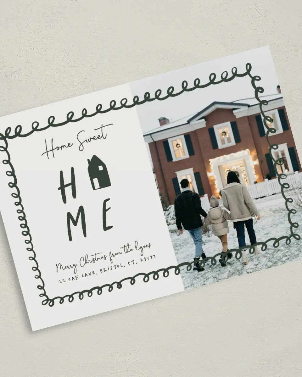 This is a 5" x 7" Christmas Card called Sweet Dwelling printed in full color on Premium Smooth paper