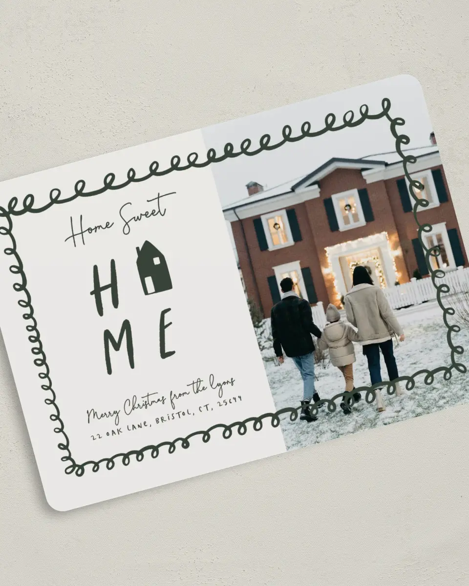 This is a 5" x 7" Christmas Card called Sweet Dwelling printed in full color on Premium Smooth paper