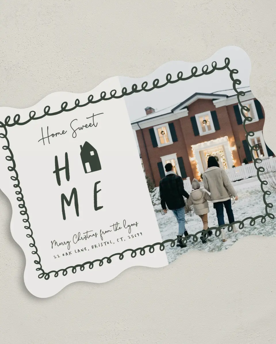 This is a 5" x 7" Christmas Card called Sweet Dwelling printed in full color on Premium Smooth paper