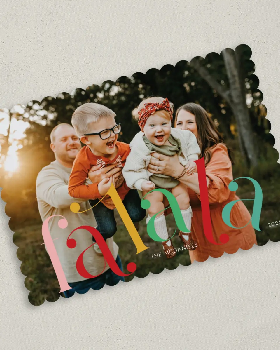 This is a 5" x 7" Christmas Card called Fa La La Fun printed in full color on Premium Smooth paper on Premium Smooth paper on Premium Smooth paper