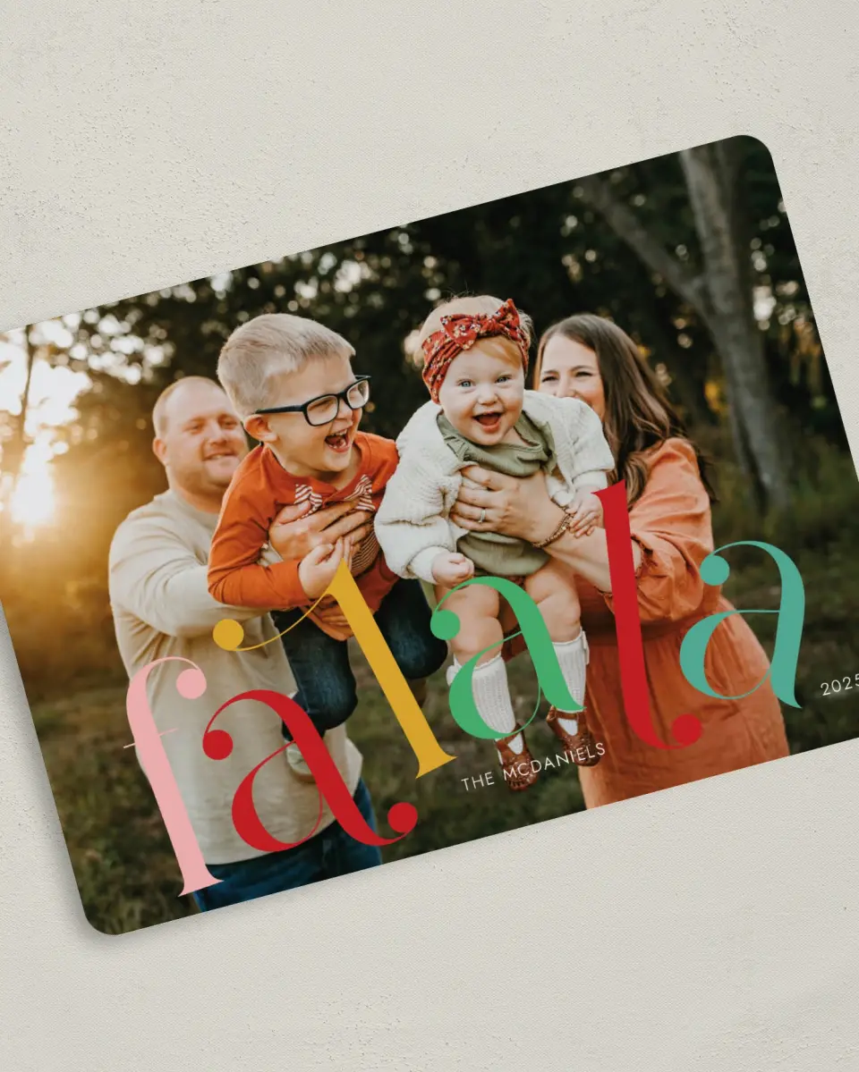 This is a 5" x 7" Christmas Card called Fa La La Fun printed in full color on Premium Smooth paper