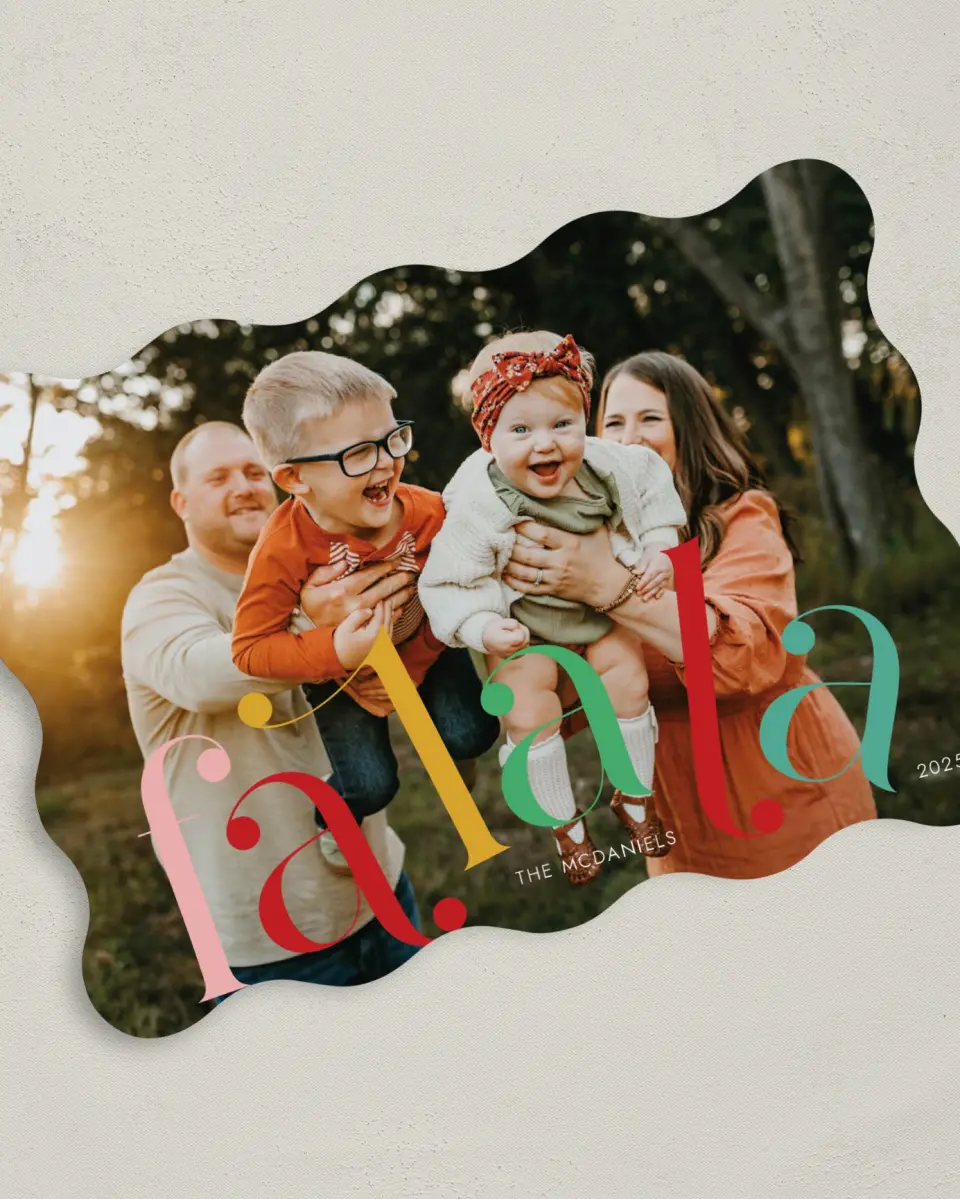 This is a 5" x 7" Christmas Card called Fa La La Fun printed in full color on Premium Smooth paper