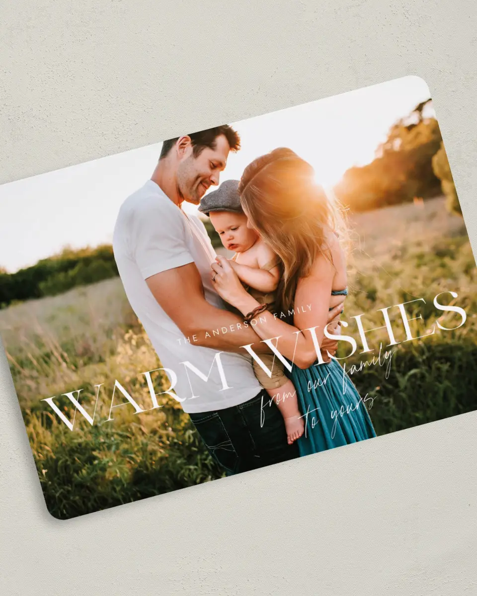 This is a 5" x 7" Christmas Card called Warm Wishes printed in full color on Premium Smooth paper