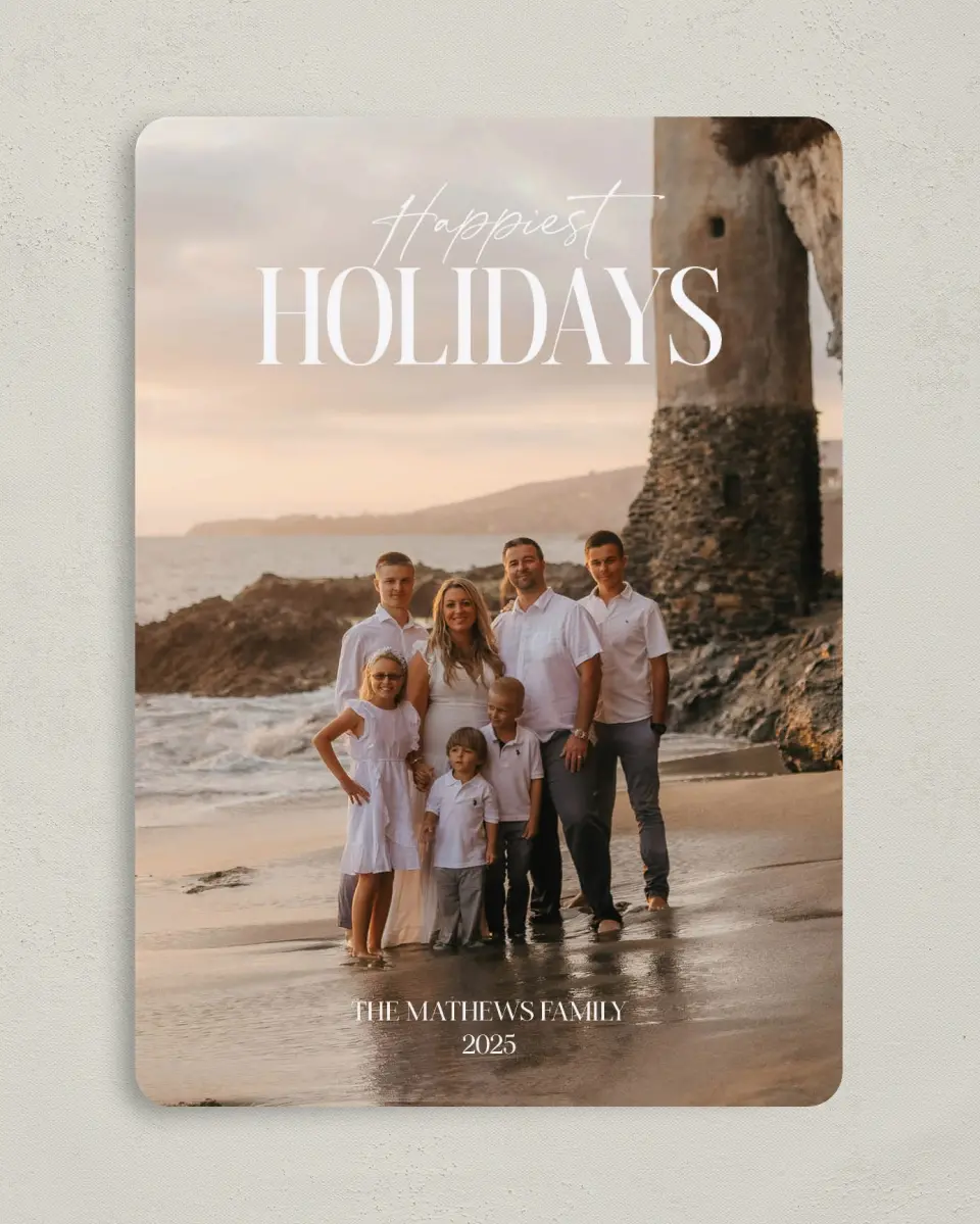This is a 5" x 7" Christmas Card called Happy Greeting printed in full color on Premium Smooth paper