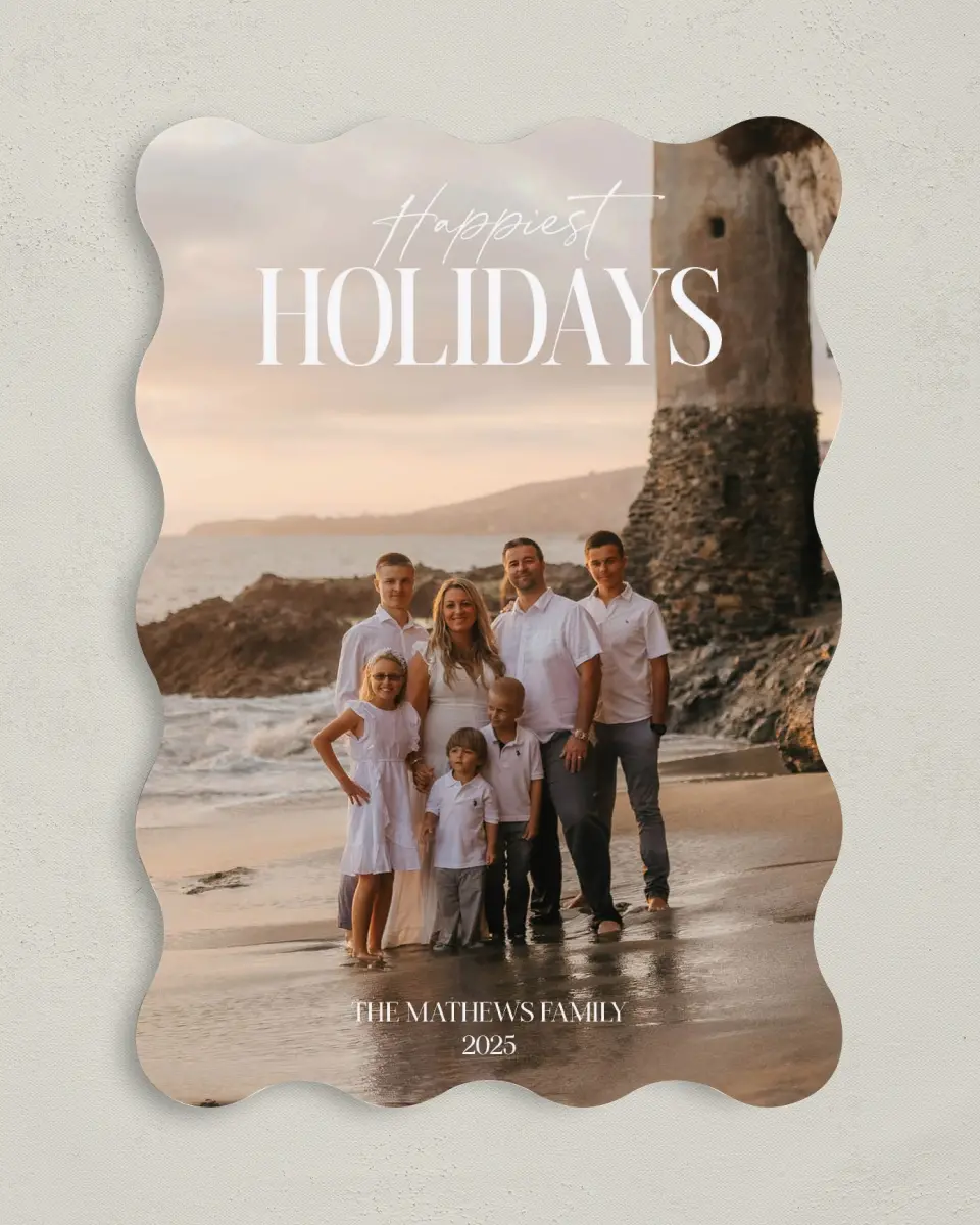 This is a 5" x 7" Christmas Card called Happy Greeting printed in full color on Premium Smooth paper