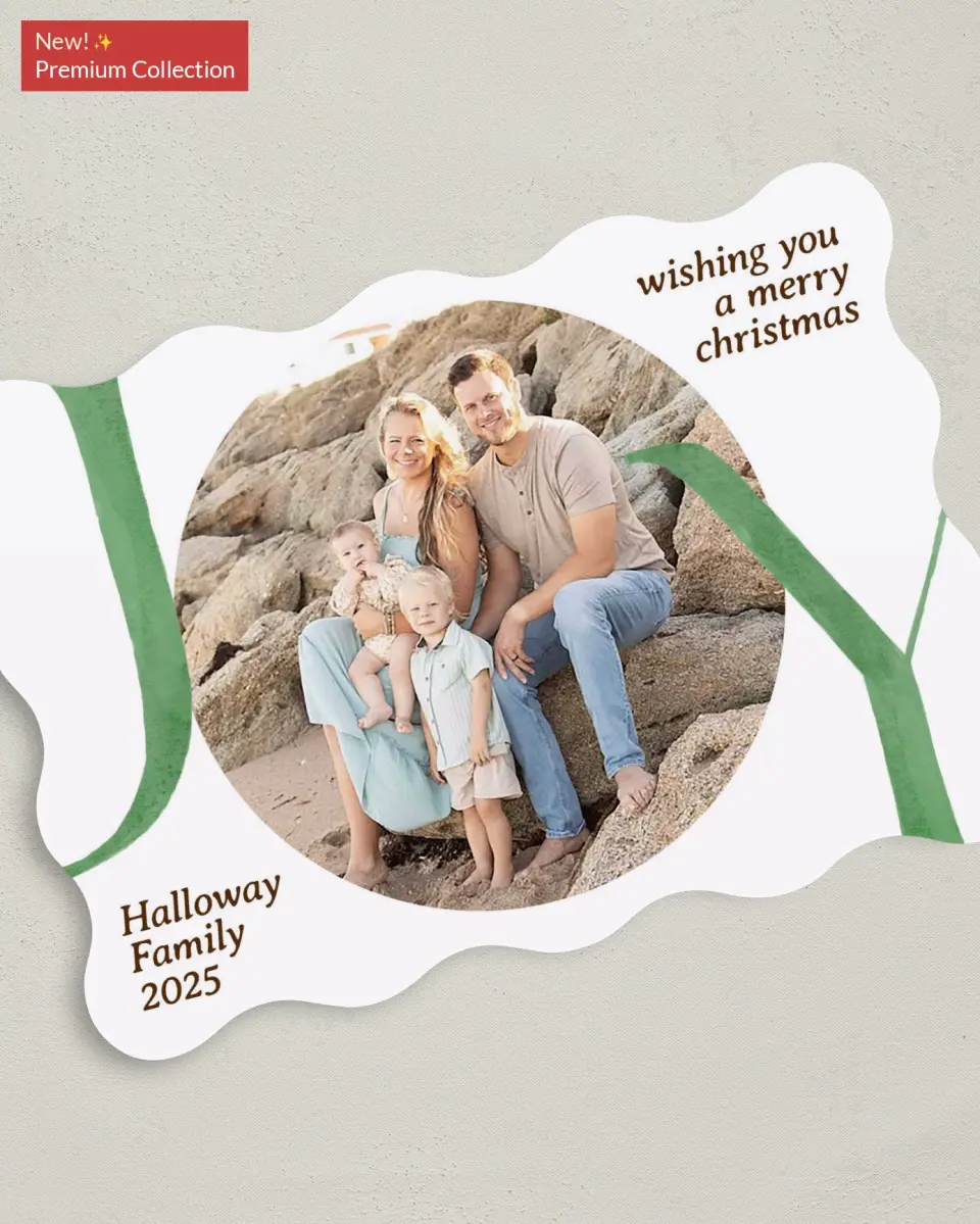 This is a 5" x 7" Christmas Card called Fullness of Joy printed in full color with Gold foil on Premium Smooth paper