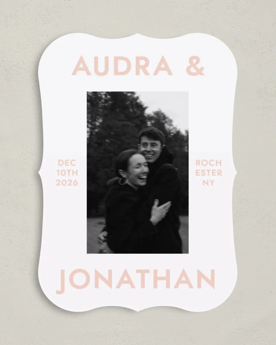 This is a 5" x 7" Save the Date Card called You & Me printed in full color on Premium Smooth paper
