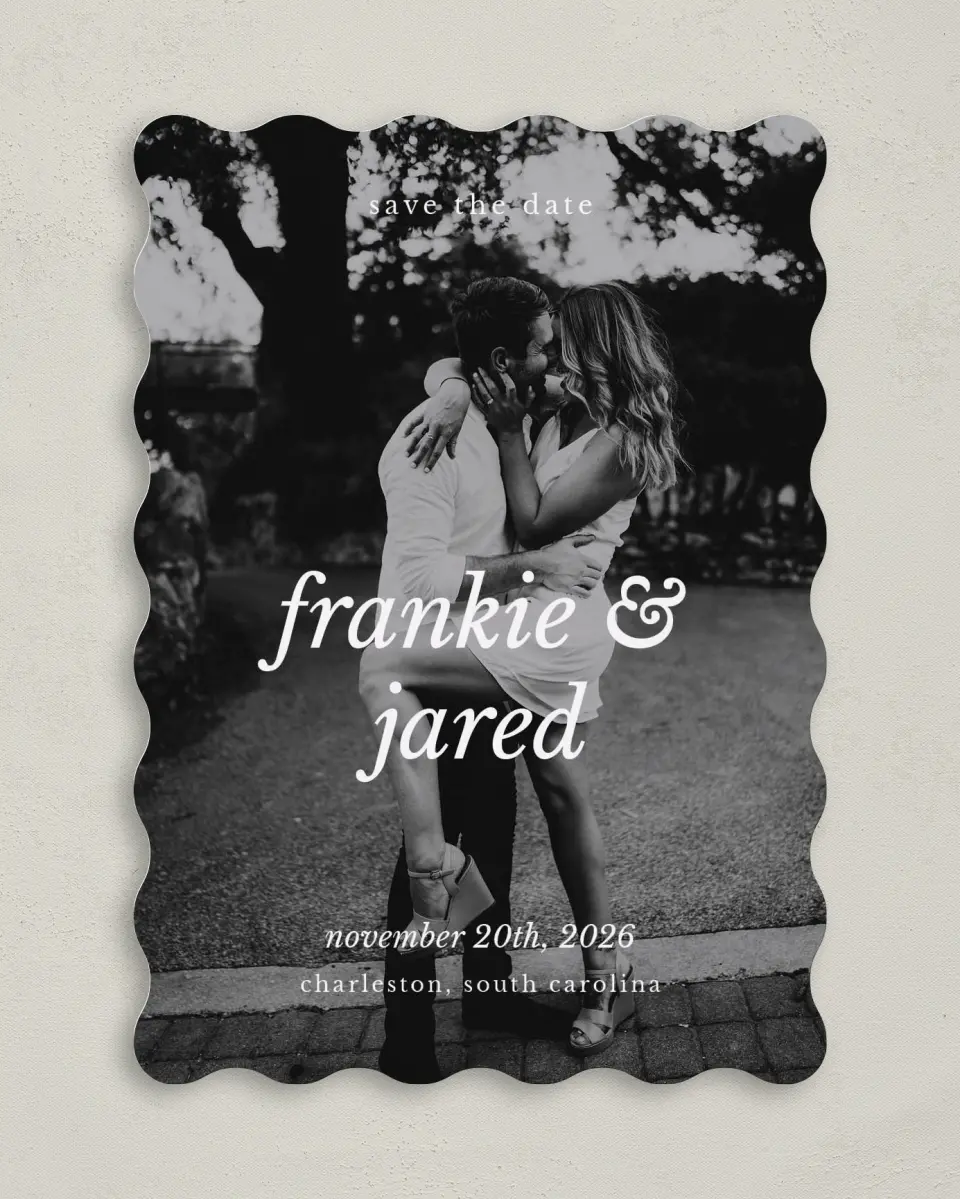 This is a 5" x 7" Save the Date Card called Lifelong Duo printed in full color on Premium Smooth paper