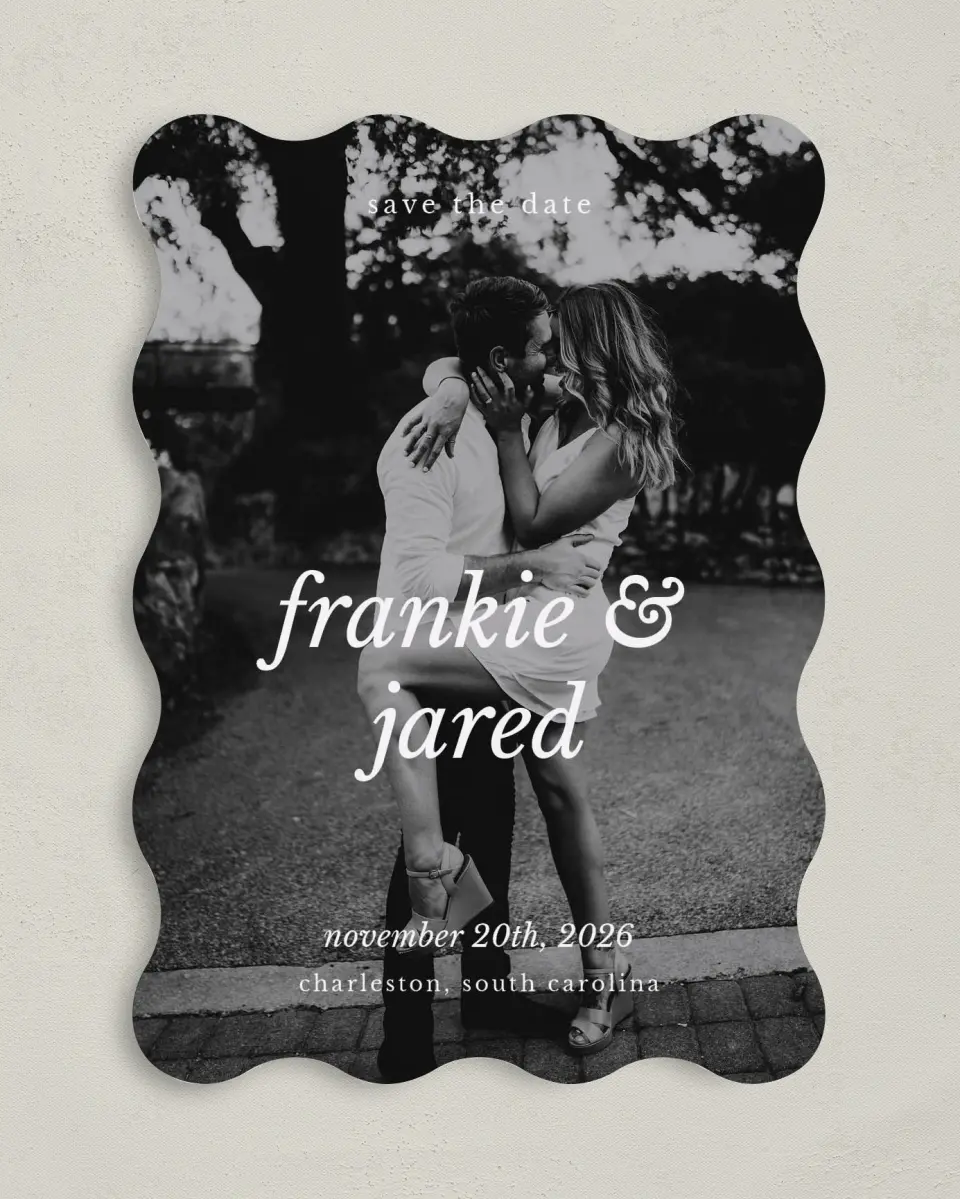 This is a 5" x 7" Save the Date Card called Lifelong Duo printed in full color on Premium Smooth paper