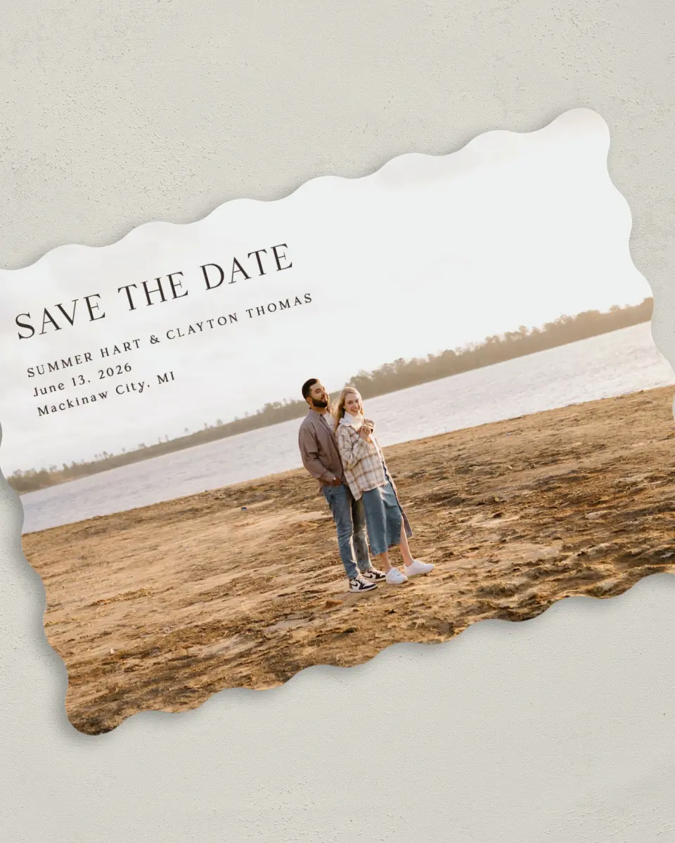 This is a 5" x 7" Save the Date Card called Beacon of Love printed in full color on Premium Smooth paper