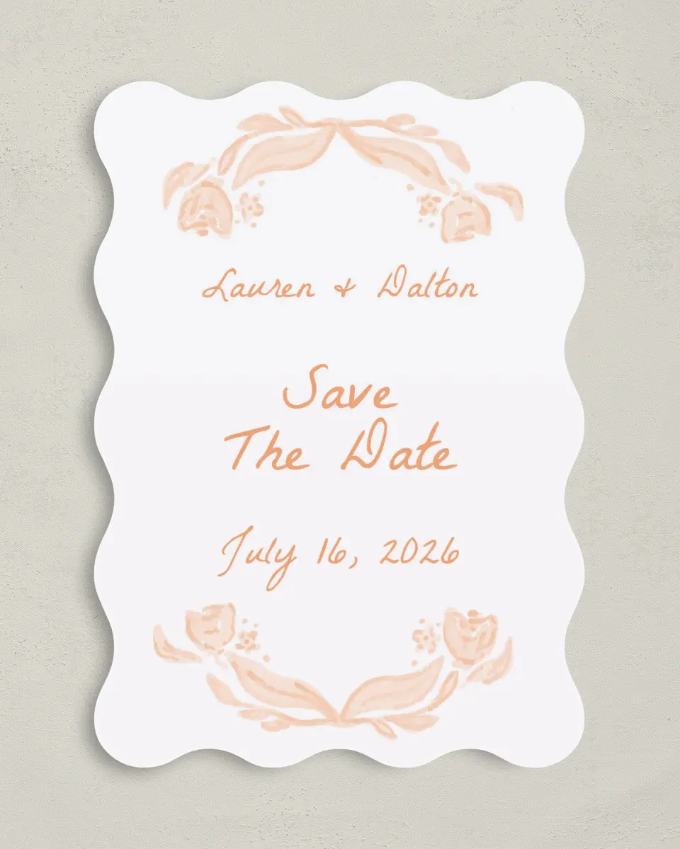 This is a 5" x 7" Save the Date Card called Ever After Blooms printed in full color on Premium Smooth paper