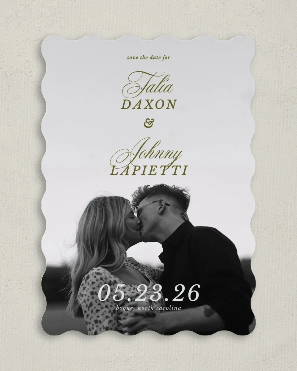 This is a 5" x 7" Save the Date Card called Love You Forever printed in full color on Premium Smooth paper