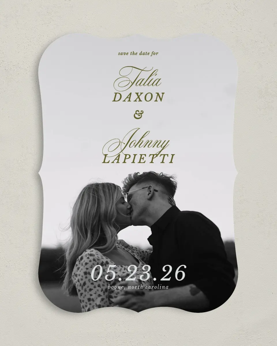 This is a 5" x 7" Save the Date Card called Love You Forever printed in full color on Premium Smooth paper