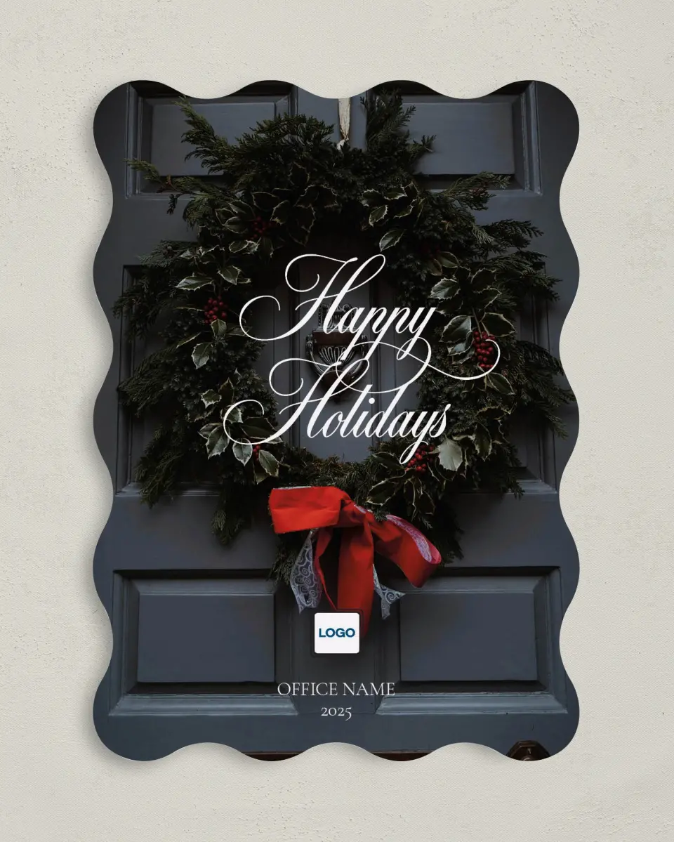 This is a 5" x 7" Christmas Card called Festive Wreath printed in full color on Premium Smooth paper