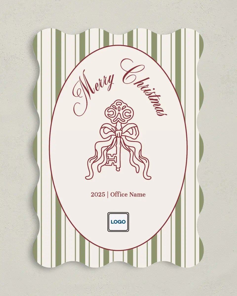 This is a 5" x 7" Christmas Card called Key to Christmas printed in full color on Premium Smooth paper