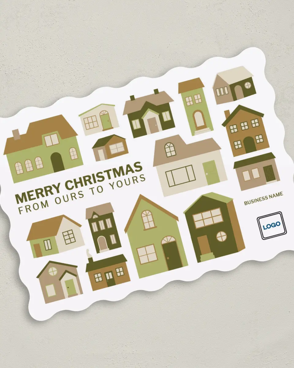 This is a 5" x 7" Christmas Card called Our Home To Yours printed in full color on Premium Smooth paper