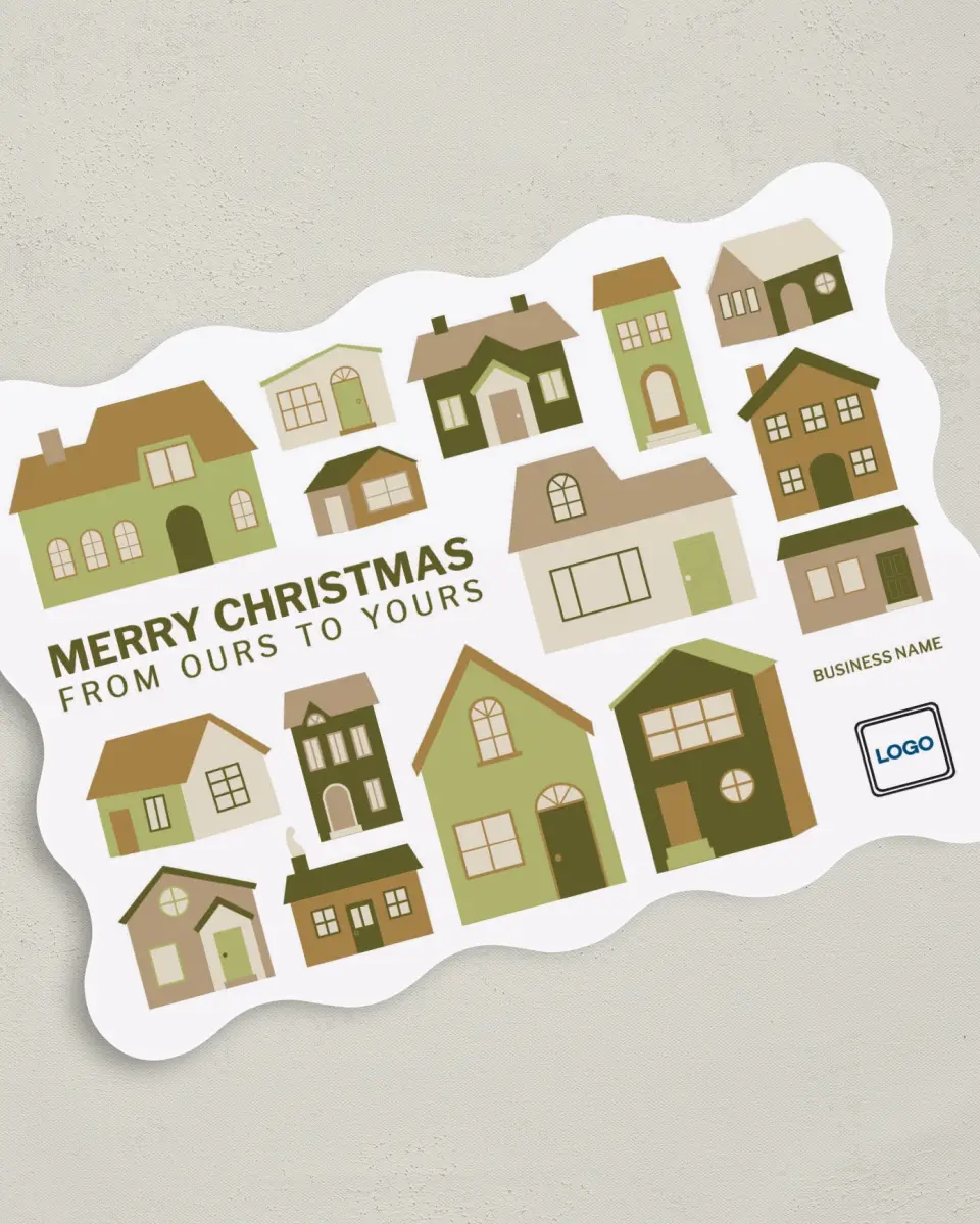 This is a 5" x 7" Christmas Card called Our Home To Yours printed in full color on Premium Smooth paper