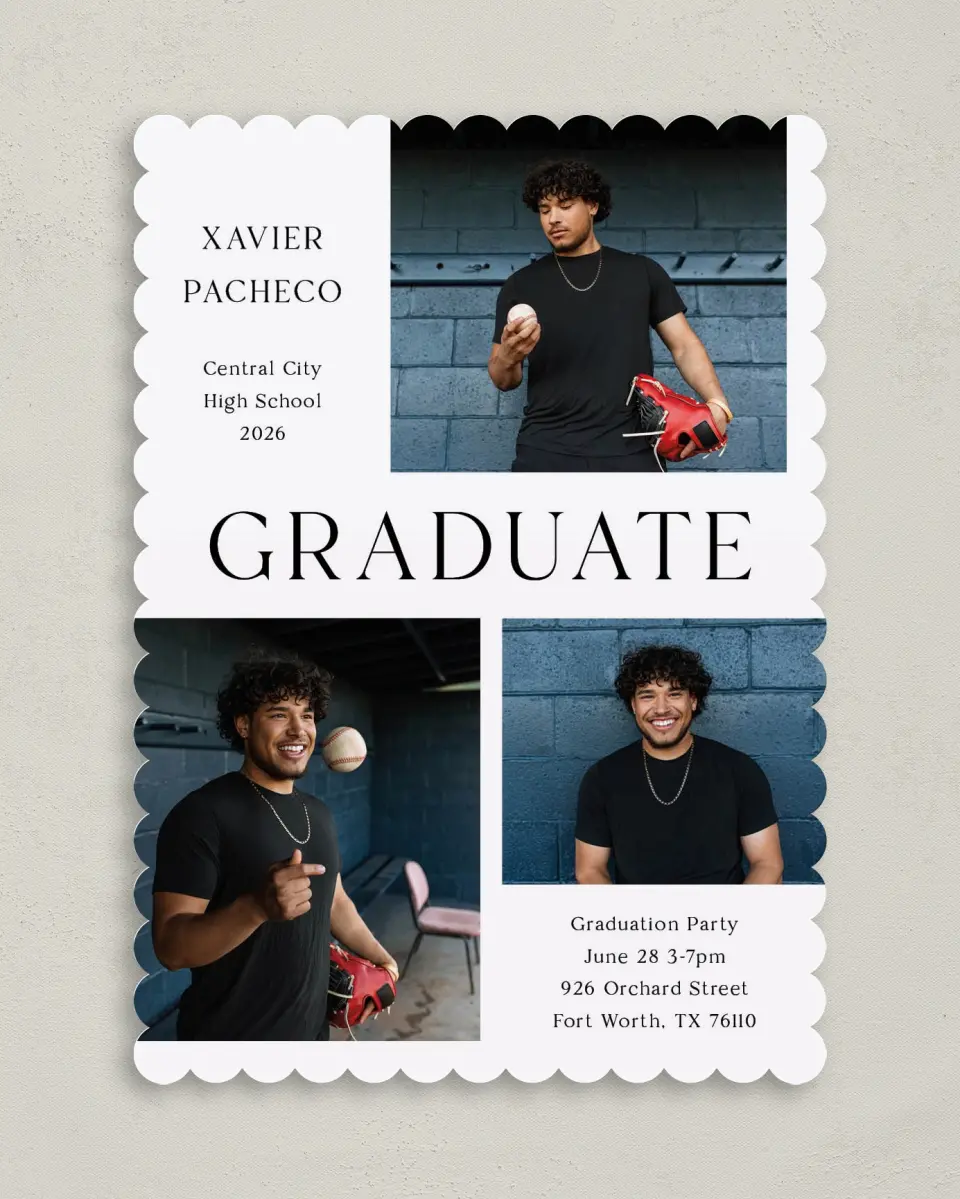 This is a 5" x 7" Graduation Announcement Card called Senior Spread printed in full color on Premium Smooth paper