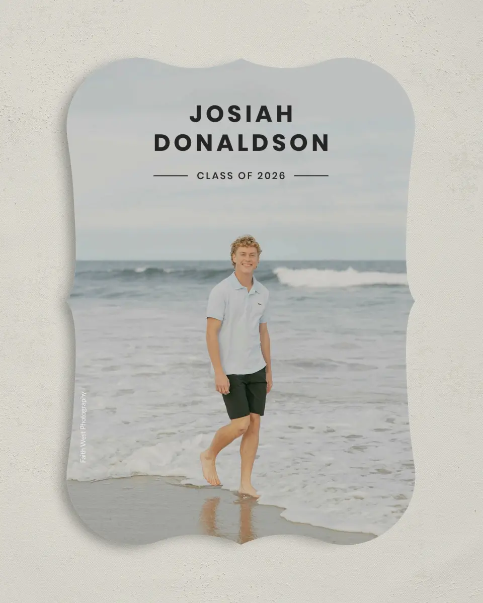 This is a 5" x 7" Graduation Announcement Card called Simple Stroll printed in full color on Premium Smooth paper