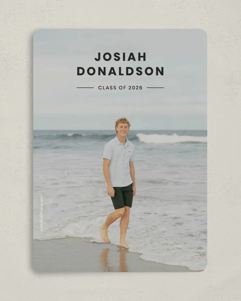This is a 5" x 7" Graduation Announcement Card called Simple Stroll printed in full color on Premium Smooth paper