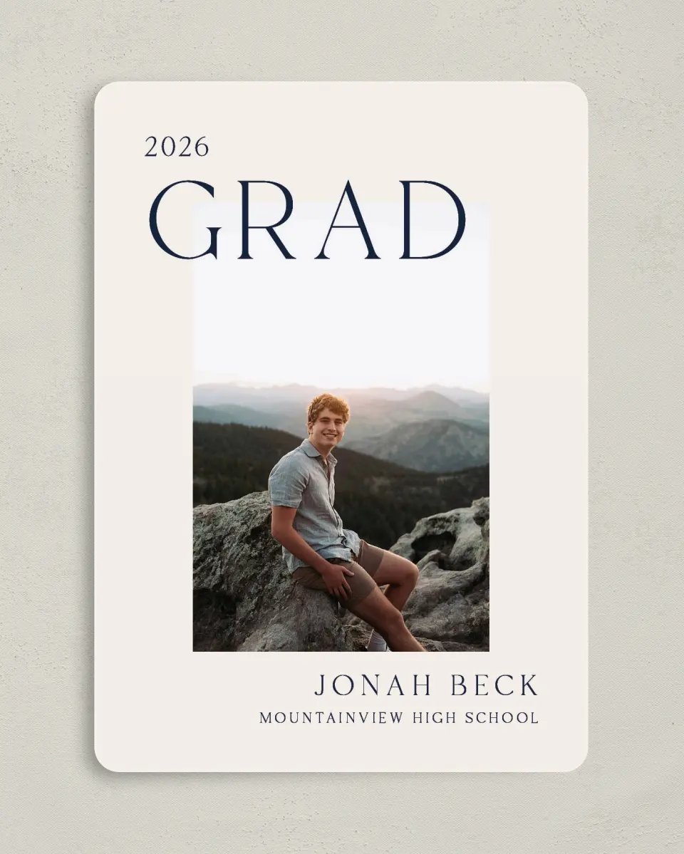 This is a 5" x 7" Graduation Announcement Card called We Did It printed in full color on Premium Smooth paper