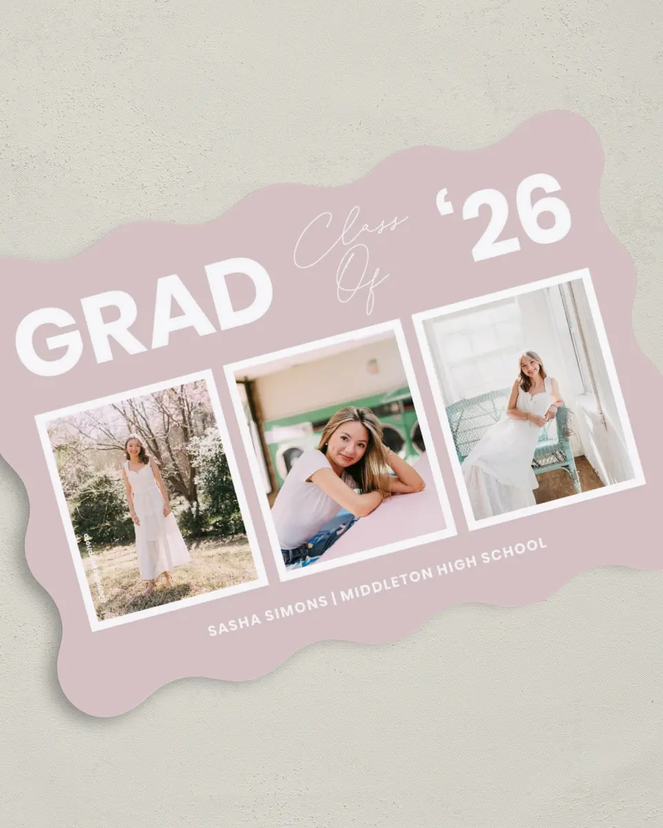 This is a 5" x 7" Graduation Announcement Card called Caps Off to You printed in full color with Gold foil on Premium Smooth paper