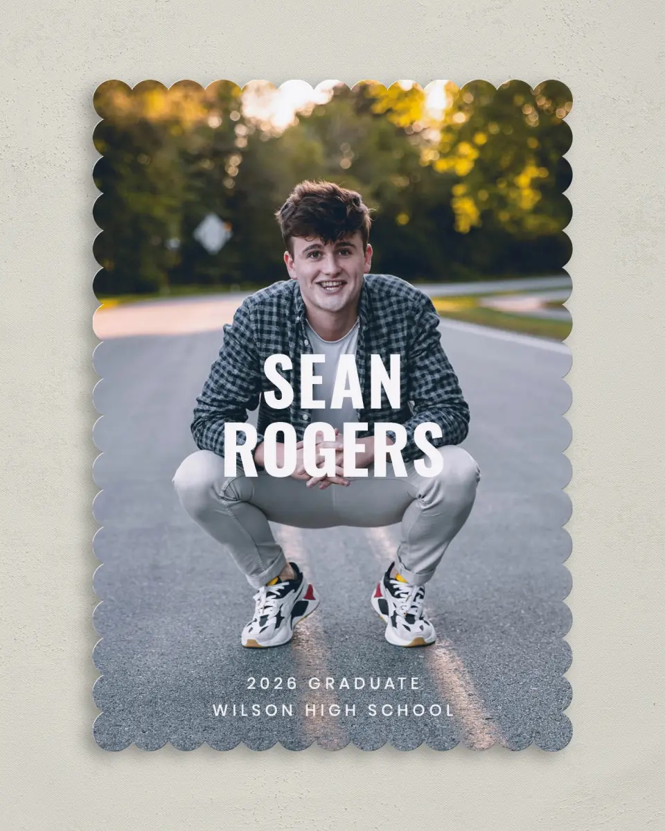 This is a 5" x 7" Graduation Announcement Card called Final Stretch printed in full color on Premium Smooth paper