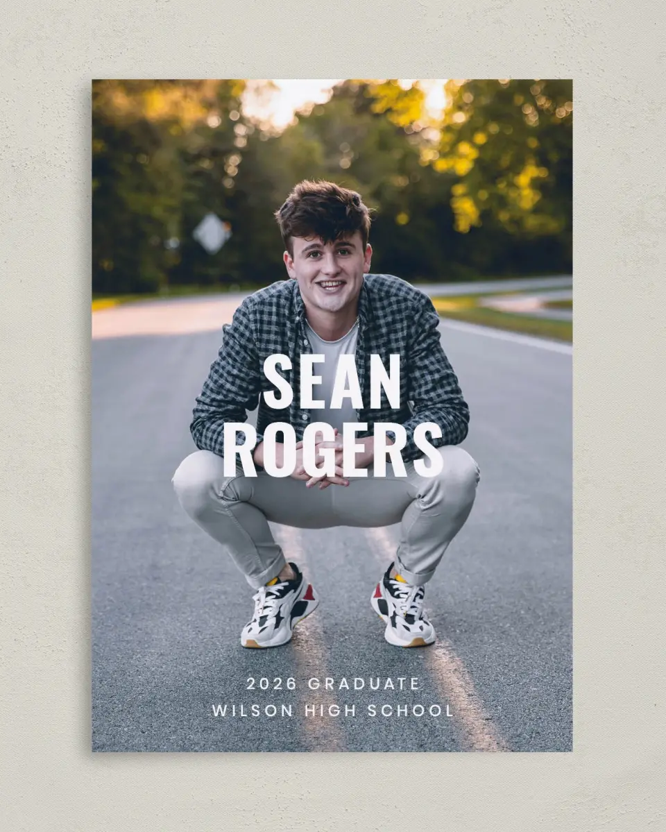 This is a 5" x 7" Graduation Announcement Card called Final Stretch printed in full color on Premium Smooth paper